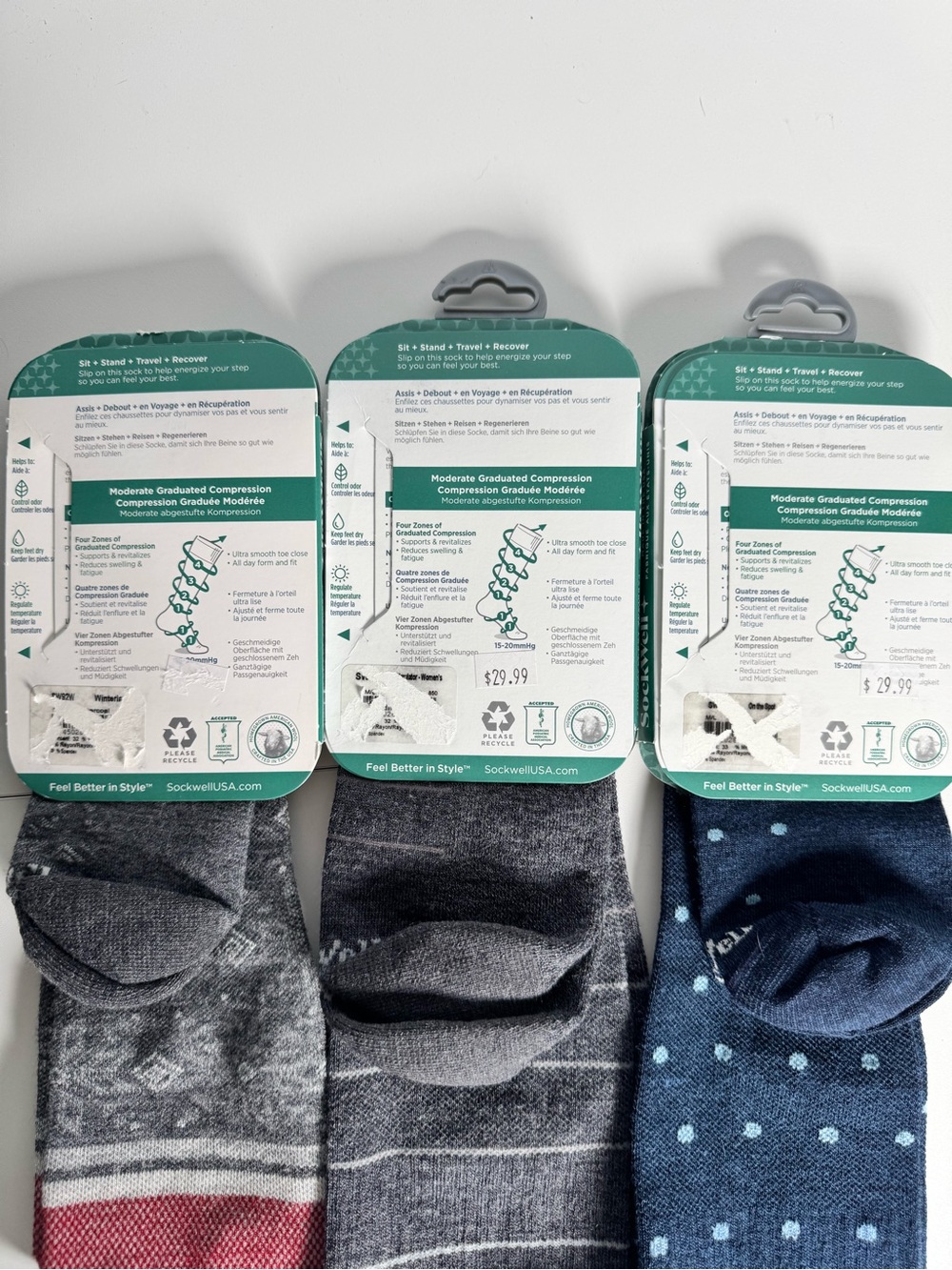 NEW Sockwell 15-20 mmHg Compression Socks M/L Women's Merino Wool Bamboo- 3 Sets - Picture 3 of 3